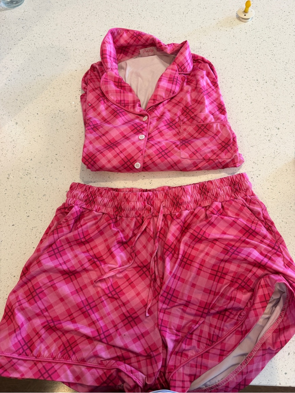 Pink Lily Pink Plaid Pajama Set